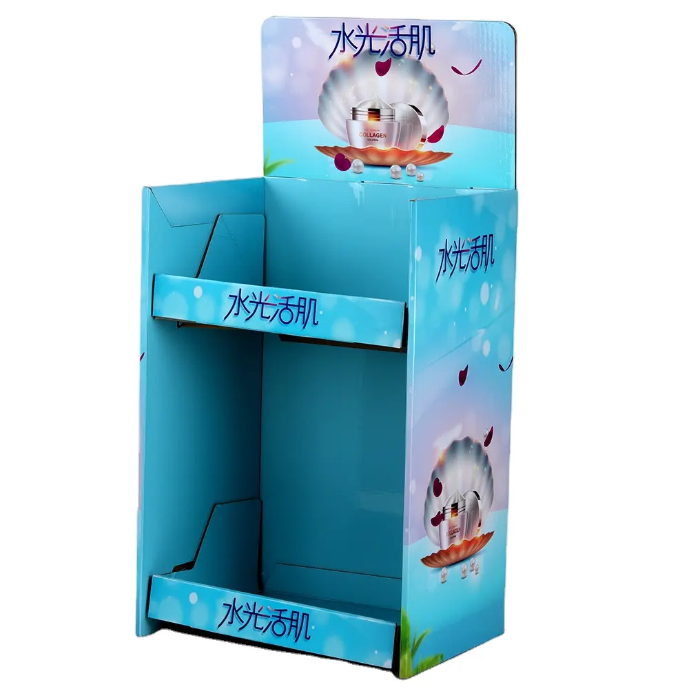Custom retail store cardboard cosmetic display stands skincare product countertop display stand pop up modern displays