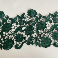 Offre Spéciale – Bordure en dentelle guipure vert brillant brodée de strass en polyester pour accessoires vestimentaires féminins DIY