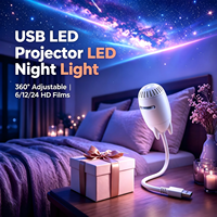 Mini projecteur d'étoiles alimenté par USB, lampe de projection LED moderne en ABS pour une ambiance aurore, idéale pour la chambre à coucher, cadeau romantique pour enfant