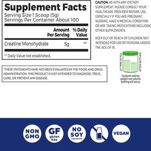 Compléments Nutritionnels <span class=keywords><strong>Optimum</strong></span> OEM, Poudre de Créatine, Pré-Entraînement, 5000 mg, Créatine Monohydrate Micronisée en Poudre, Vrac, 100 Portions - Product Image 3