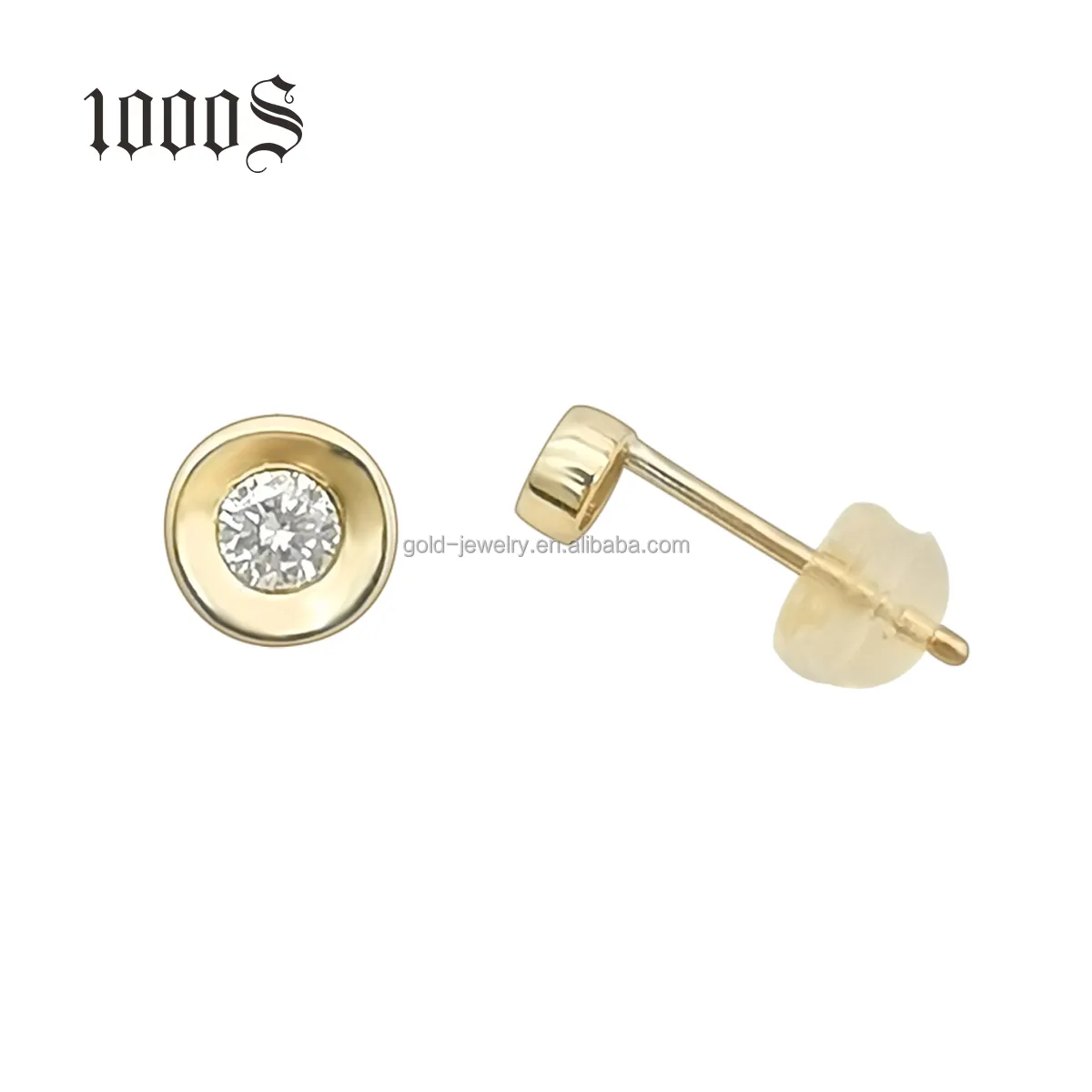 9k Real Gold Diamond Earring Studs Cheap Price 9K Genuine Gold Earring with Diamond Simple Design Classic Earrings Custom Logo