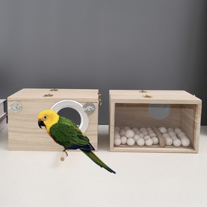 Caja de Cría para Pájaros de Madera, Nuevo Diseño con Vista Transparente, Casa de Nidificación para Loros, Periquitos, Cotorras y Codornices - Product Image 2
