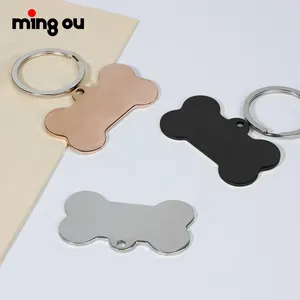 Collar de grabado, etiquetas para perros, nombre personalizado, ID de Mascota, Etiqueta de perro de hueso en blanco, forma de hueso, Etiqueta de perro de 50mm para grabado