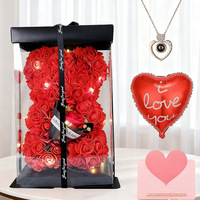 Zeepbloemen Rozenbeer Knuffelboeket Verjaardag Valentijnsdag Creatief Cadeau Rozenbeer met Cadeaubox