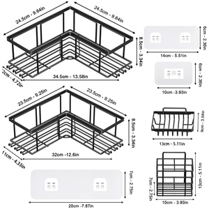 Étagères de rangement d'angle murales sans perçage pour salle de bain, panier de douche de haute qualité - Product Image 2