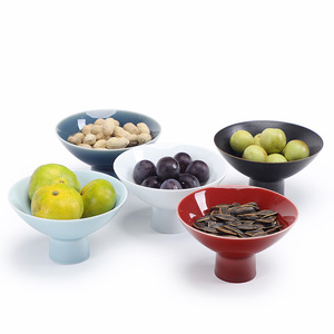 Chinese Style High Footed Ceramic Fruit Plate Round Porcelain <b>Snack</b> <b>Tray</b> For Home Party Use - Product Image 5