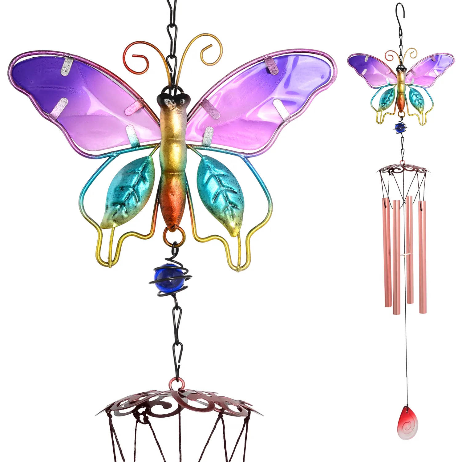 Garden Balcony Decoration Butterfly Wind Chimes Customizable Text Patterns Home Decoration Metal Tube Music Wind Chimes