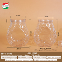Nouvelle conception, pot en plastique PET en forme de larme de 670 ml, bouteille transparente, boîtes en plastique, emballage avec couvercles