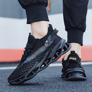 Chaussures de course décontractées confortables à lacets pour hommes, idéales pour le printemps et l'été, la gym et le jogging, antidérapantes, avec doublure douce et amorti en tissu - Product Image 2
