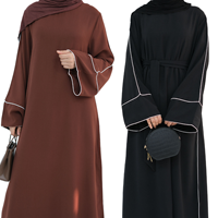 Robe Abaya Modeste pour Femmes Musulmanes, Couleur Unie, Grande Taille, Élégante, Manches Longues, Maxi, Casual, Islamique, Vente en Gros ODM, Polyester