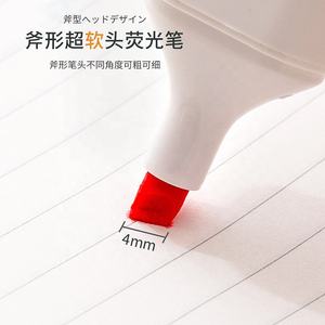 नरम सिर एकरंगा उज्ज्वल रंग बड़े-क्षमता नेत्र सुरक्षा हाइलाइटर कलम हाथ खाते मार्क कुंजी कलम - Product Image 3