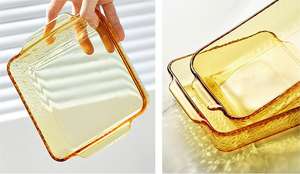 Ustensiles de cuisson commerciaux en verre à haute teneur en Borosilicate, plaque de cuisson pour four de couleur ambre, ensemble de cuisson nordique à longueur d'onde - Product Image 5