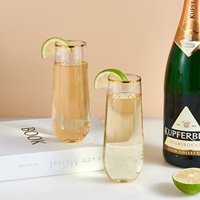 Verres à vin et à champagne en plastique PET transparent épais, flûte à champagne élégante sans pied