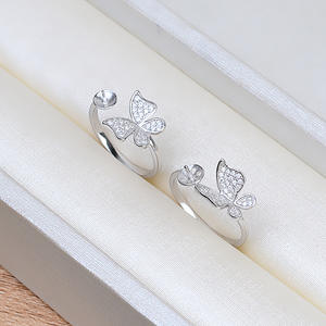 แหวนผีเสื้อเงินแท้ S925 งานแฮนด์เมดจากเวนชี่ อุปกรณ์ตกแต่ง DIY สำหรับผู้หญิง ขนาด 7-10 มม. ตัวจับไข่มุกแบบกลวง อะไหล่เครื่องประดับ - Product Image 2