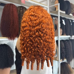 Parrucca Frontale HD in Pizzo Ricci Burmesi Arancione Zenzero, 100% Capelli Umani Vergini, Pizzo Trasparente 13x6 per Donne con Capelli Ricci, Pre-Piumata - Product Image 5