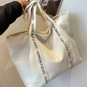 Chất lượng cao bán buôn biểu tượng tùy chỉnh dây kéo túi in Thư Lớn phụ nữ <span class=keywords><strong>Canvas</strong></span> Tote Túi - Product Image 4