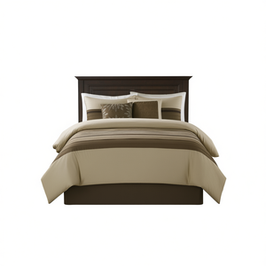 Ensemble de couette 7 pièces rayé en polyester, style classique, pour la maison, lavable en machine - Product Image 1