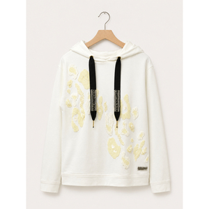 Sweat-shirt à capuche orné pour femme, pull décontracté à manches longues, sweat-shirt à capuche avec cordon de serrage pour femme, vêtements d'hiver - Product Image 1