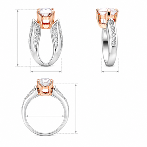 Anello floreale bicolore con rose per donna, anello creativo alla moda - Product Image 5