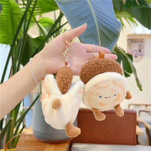 Best-seller Doux 3D Forme Viande Sandwich Petits Pains Petits Pendentifs En Peluche Porte-clés Fabriqué À La Main Décorations Suspendues Cadeau Créatif - Product Image 2