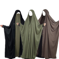 Jilbab une pièce à col en V ouvert avec boutons-pression, personnalisable, uni, pour le Ramadan, l'Aïd, vêtements islamiques de prière pour femmes