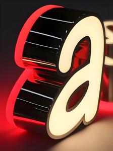 3D <span class=keywords><strong>LED</strong></span> canale in metallo lettere Logo segno di colore personalizzato illuminato argento spazzolato doppia faccia lettere luminose segno della caffetteria - Product Image 3