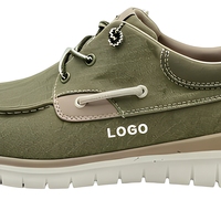 Chaussures bateau en toile pour hommes entièrement personnalisables, avec empeigne en tissu respirant, semelle légère et souple, à lacets, décontractées, pour la marche, avec amorti et semelle épaisse