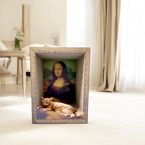 Arbre à chat moderne de luxe écologique en papier ondulé recyclé haute densité Mona Lisa <span class=keywords><strong>Maison</strong></span> à gratter pour chat 23,62 pouces Carton - Product Image 6