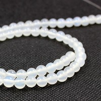 Perles rondes en agate blanche naturelle, fourniture directe d'usine, 6/8/10 mm, perles lisses pour bracelet, collier, bijoux