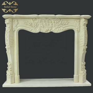 Manteau de cheminée en marbre de couleur crème égyptienne d'approvisionnement direct d'usine de style français d'intérieur - Product Image 1