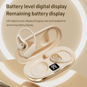 หูฟังไร้สาย AI Translate M95 M96 TWS พร้อมจอแสดงผล LED ดิจิตอล ระบบส่งเสียงผ่านอากาศ ไฟหายใจ ดีไซน์แบบเปิด พร้อมเคสหนังลายไม้ - Product Image 6