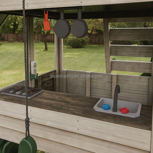 Juego de Parque Infantil para Niños al Aire Libre, Casa de Juegos de Madera Colorida con Columpio y Tobogán para Guardería - Product Image 5
