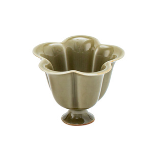 Daiye Cup And Saucer <b>Set</b> Ceramic Tea Bowl With <b>Coaster</b> Retro Style For Afternoon Tea Dehua Pottery Irregular Shape - Product Image 5