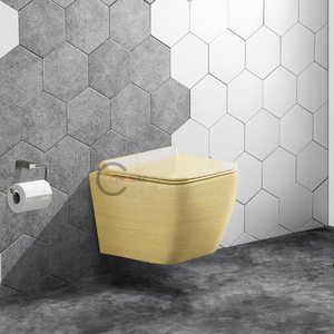 Gold Color Rimless Wall Hung Wc Toilet Porcelain Sanitary Ware Washdown Flushing Wall Hung Toilet - Product Image 1