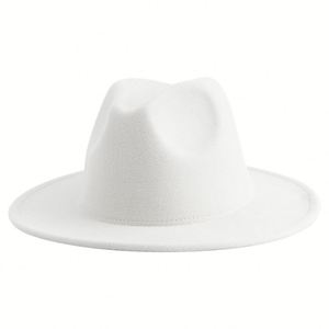 Chapeau Panama en feutre de laine à bord large pour femme, style plat, idéal pour l'hiver, luxe, pour <span class=keywords><strong>homme</strong></span>, pour fête, promotion, cadeau - Product Image 3