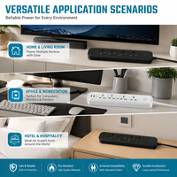 Multiprise universelle 4 ports avec ports USB Type-C PD, longueur de câble réglable, pour usage en grenier