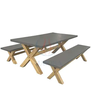 Set tavolo da pranzo ambientale di alta qualità imballaggio personalizzato per mobili da esterno in cemento armato in fibra di vetro