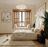 Lit plateforme extra-large moderne en velours de luxe italien avec accents dorés, idéal pour les chambres de villa
