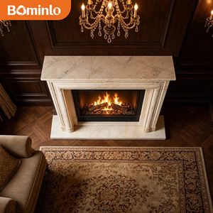 Cornice per Caminetto <span class=keywords><strong>in</strong></span> Marmo Crema Classico con Design a Livelli per Studio, Soggiorno, Arredamento Tradizionale di Lusso, Hotel, Villa - Product Image 3