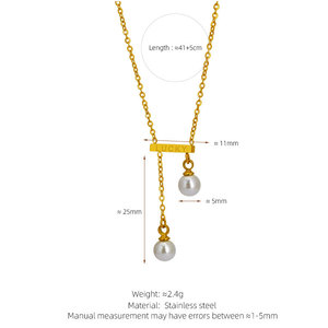 Collier pendentif en perles à pompon en acier inoxydable plaqué or 18 carats, résistant à l'eau et inaltérable, avec logo personnalisé pour femme - Product Image 6