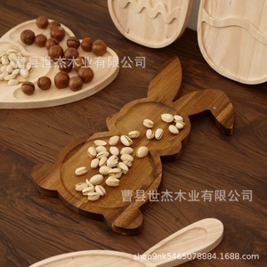 Bandeja de Madera con Forma de Conejo de Mu Yujia, Decorativa para Pascua, de Madera Maciza, con Forma Irregular, Diseño de Dibujos Animados - Product Image 3