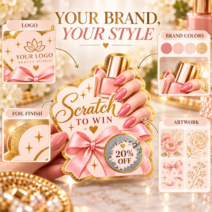 Tarjeta Rasca y Gana Personalizada con Impresión en Dorado Opaco para Promoción de Juegos, con Revestimiento Suave para Raspar y Ganar, Ideal para Productos de Belleza - Product Image 3