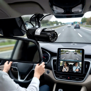 Caméra de voiture à double objectif, caméra double canal avant et intérieure, caméra de voiture avec microphone intégré, caméra de voiture avec fixation adhésive 3M - Product Image 2