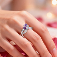 Bague en argent plaqué or double cœur gravée sur mesure, best-seller transfrontalier, cadeau de haute qualité