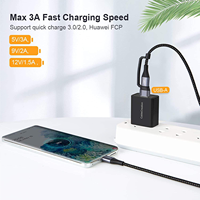 Câble de charge rapide USB-A vers USB-C PD 60W 3A 2-en-1 CableCreation avec gaine en nylon tressé pour ordinateur
