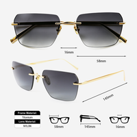 Lunettes sans monture en métal rectangulaires, classiques, élégantes, de luxe, de haute qualité, UV400, logo personnalisé, fabricants