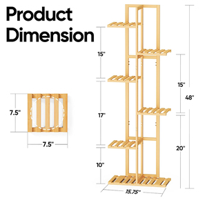 6-laags bamboe plantenrek voor binnenruimtes, perfect voor het presenteren van meerdere planten en bloemen in een compacte ruimte. - Product Image 2