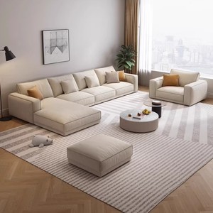 Italian Cotton &amp; Linen Fabric Reclining <strong>Sofa</strong> Set <strong>Foam</strong> Filled Modern Modular <strong>Sofa</strong> Bed with Wooden Legs for Living Room Hotel - Product Image 4