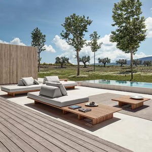 Minimalist <b>Outdoor</b> Wooden Sofa Set With <b>Waterproof</b> <b>Cushions</b> For Garden Patio Use - Product Image 6