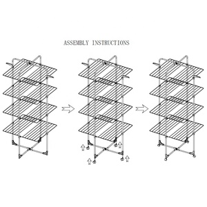 Stendibiancheria Moderno a Torre a 4 Livelli, Pieghevole, in Metallo, Portatile, per <span class=keywords><strong>Bagno</strong></span>, Direttamente dalla Fabbrica - Product Image 3